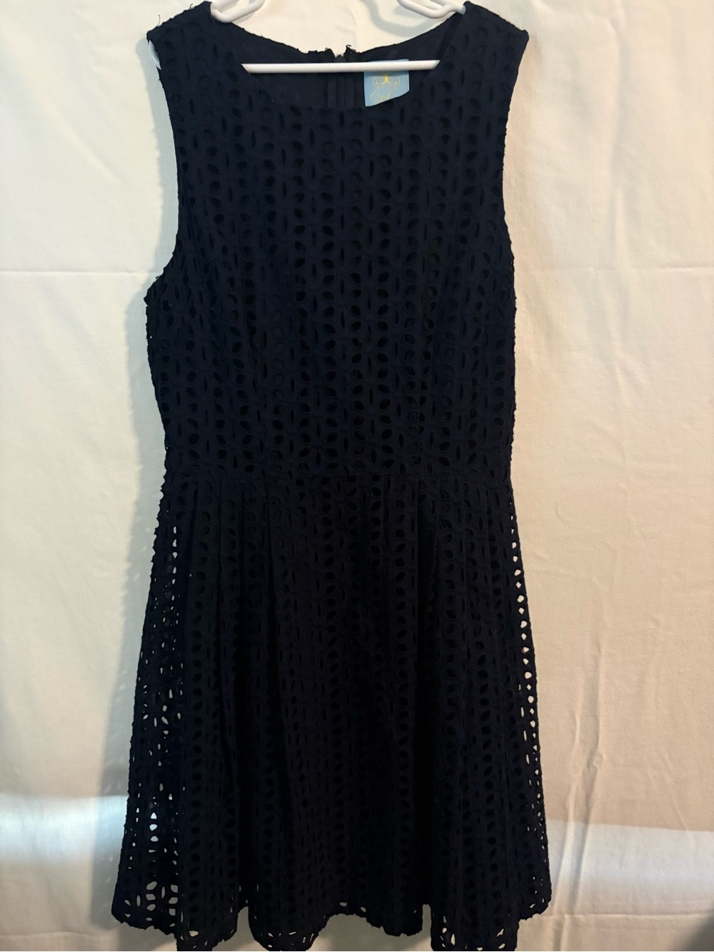 CeCe Navy Sleeveless Eyelet Fit & Flare Mini Dress